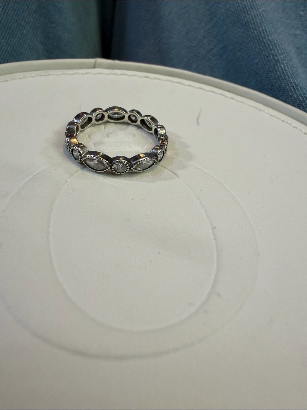 Sterling Silver Pandora  Marquise & Round Eternity Band - Silver size 54